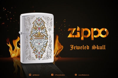 ZIPPO JEWELED SKULL 28794